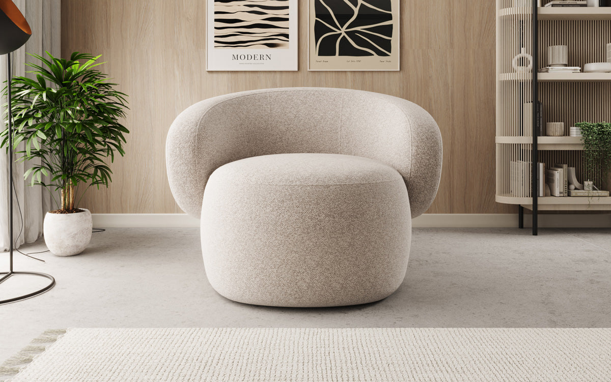 Fauteuil canapé design Kai en tissu texturé - fonction pivotante à 360°