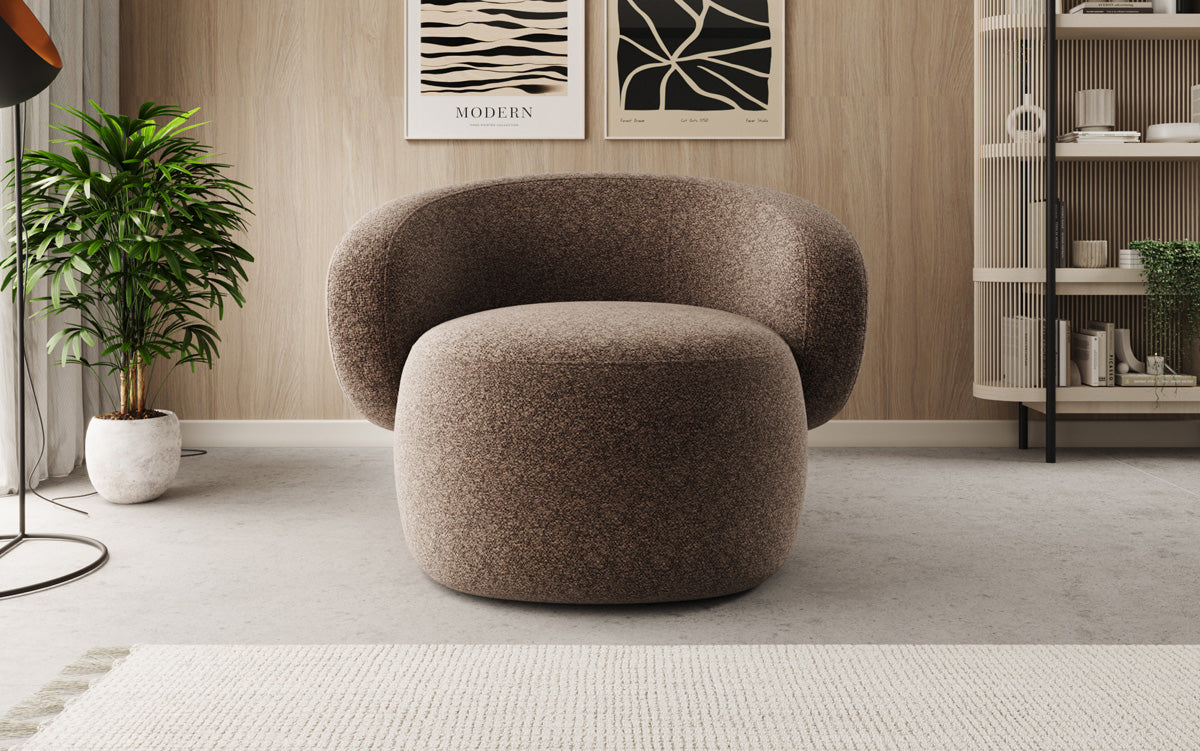 Fauteuil canapé design Kai en tissu texturé - fonction pivotante à 360°