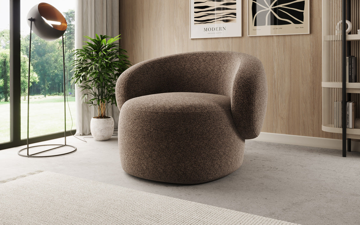 Fauteuil canapé design Kai en tissu texturé - fonction pivotante à 360°