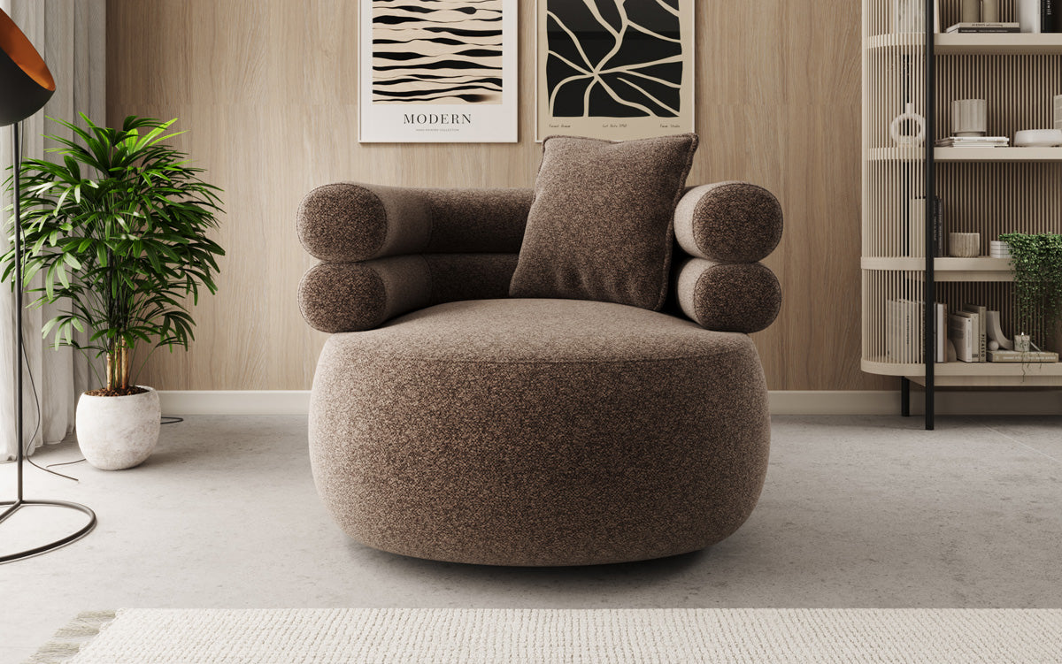 Designer Sofa-Sessel Lio in Strukturstoff - 360°-Drehfunktion