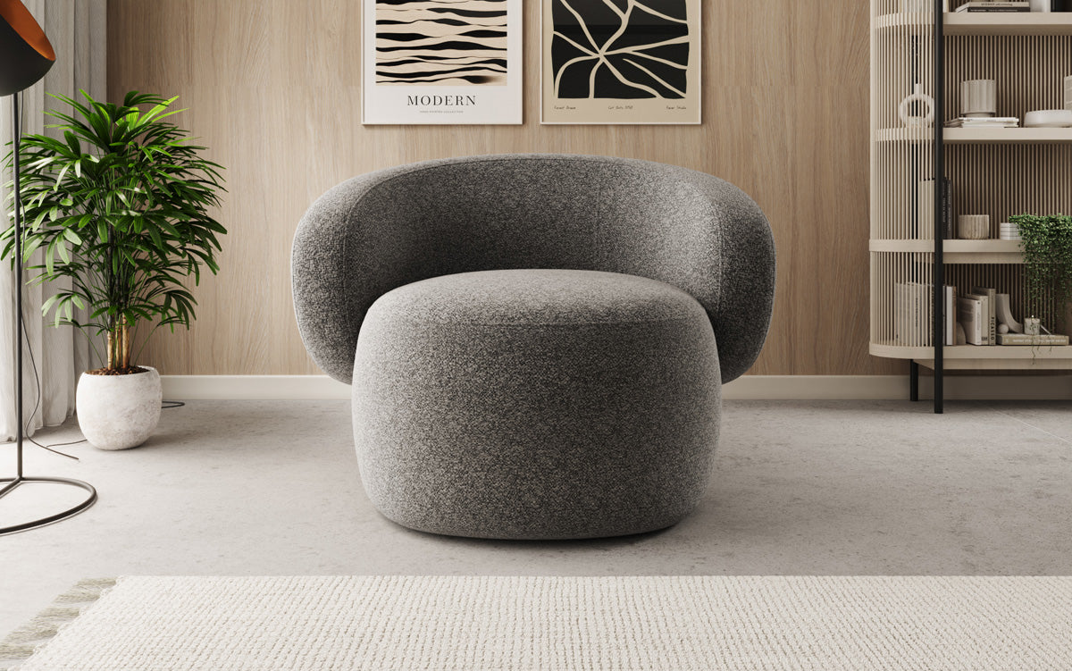 Fauteuil canapé design Kai en tissu texturé - fonction pivotante à 360°