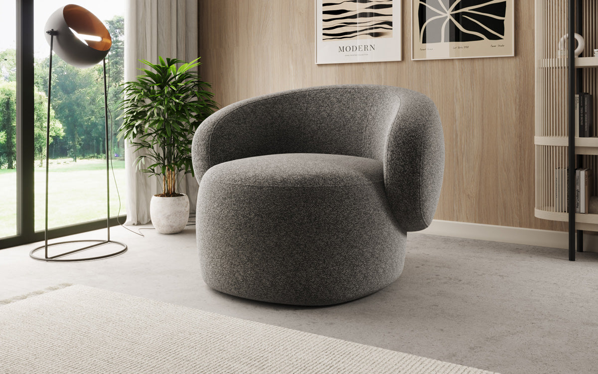 Fauteuil canapé design Kai en tissu texturé - fonction pivotante à 360°
