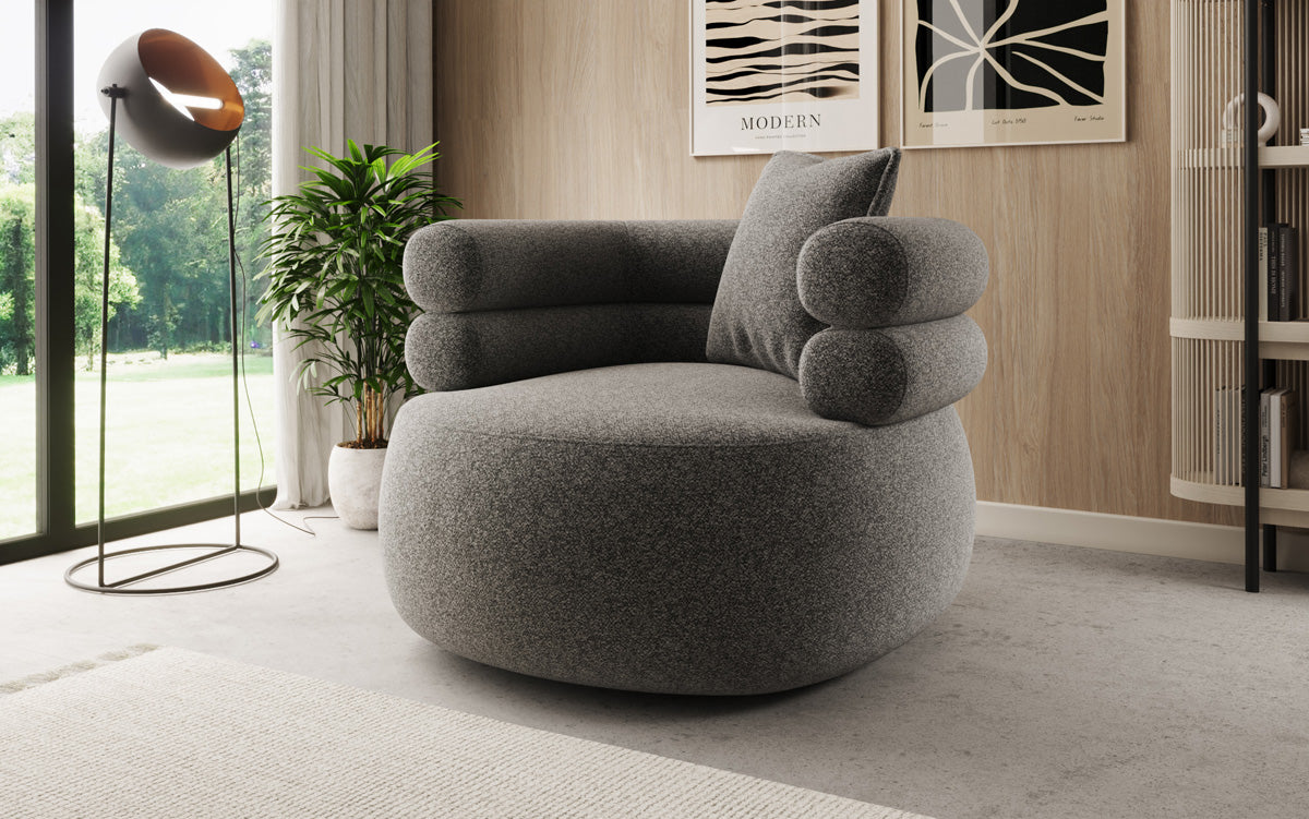 Designer Sofa-Sessel Lio in Strukturstoff - 360°-Drehfunktion
