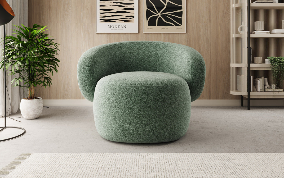 Fauteuil canapé design Kai en tissu texturé - fonction pivotante à 360°