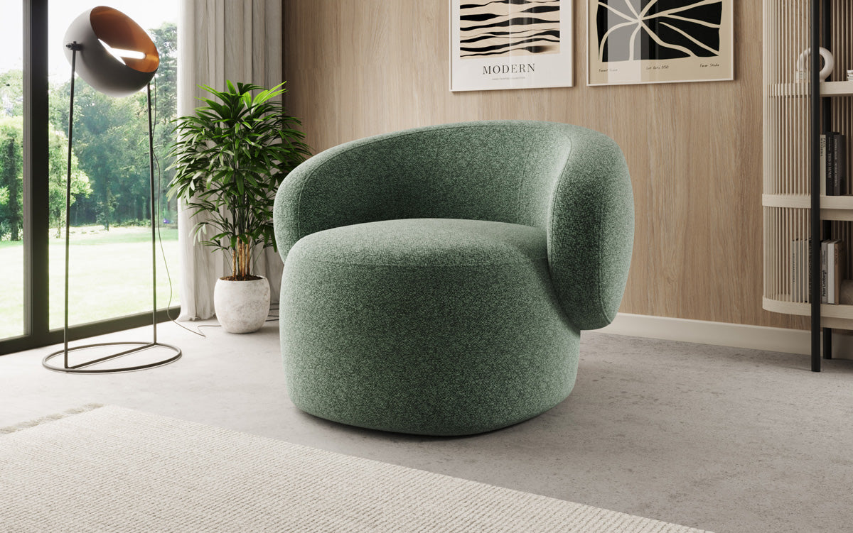 Fauteuil canapé design Kai en tissu texturé - fonction pivotante à 360°