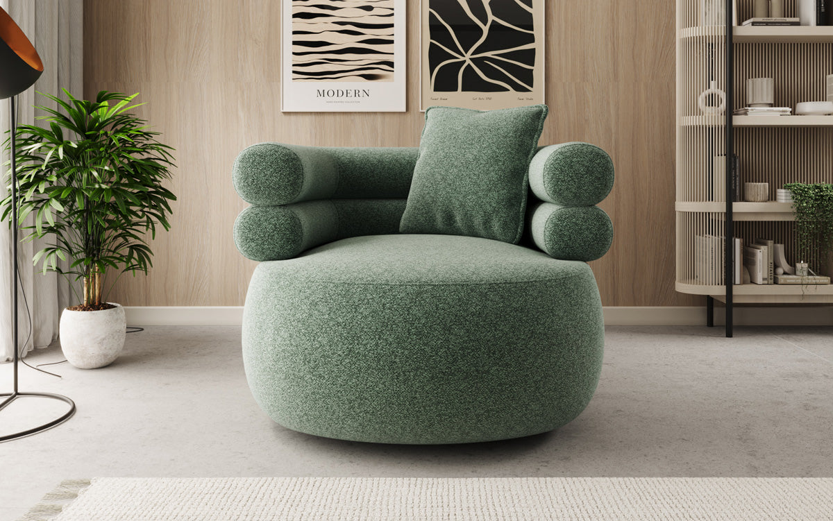 Designer Sofa-Sessel Lio in Strukturstoff - 360°-Drehfunktion