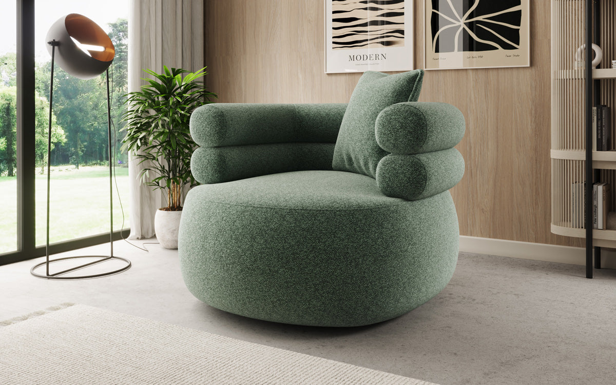 Designer Sofa-Sessel Lio in Strukturstoff - 360°-Drehfunktion