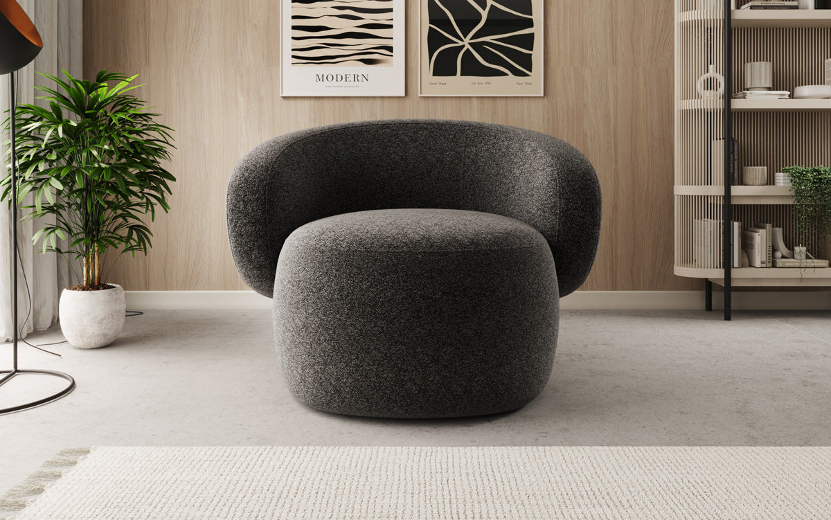 Fauteuil canapé design Kai en tissu texturé - fonction pivotante à 360°