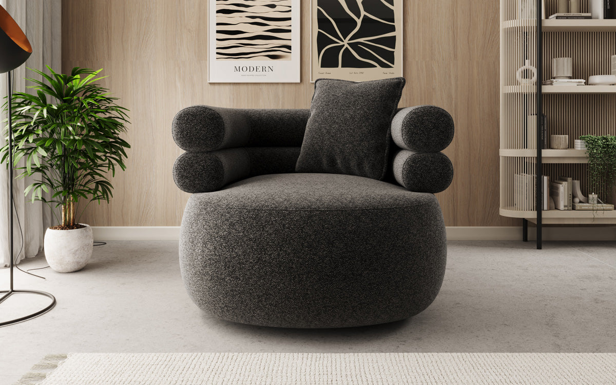 Designer Sofa-Sessel Lio in Strukturstoff - 360°-Drehfunktion