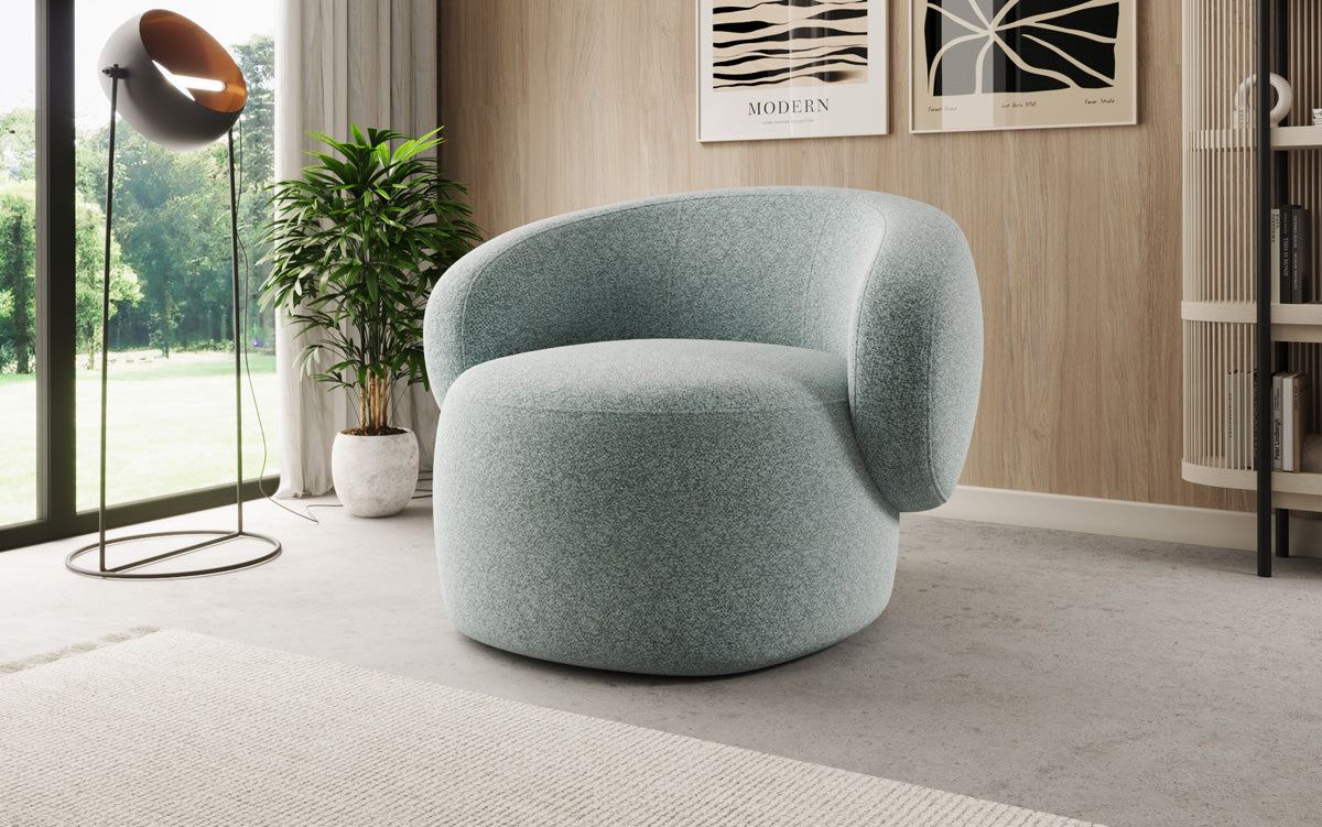 Fauteuil canapé design Kai en tissu texturé - fonction pivotante à 360°