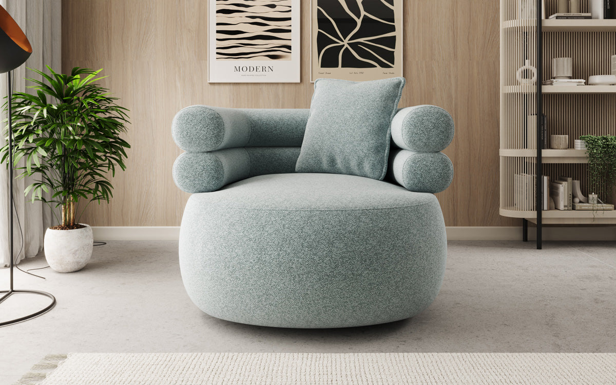 Designer Sofa-Sessel Lio in Strukturstoff - 360°-Drehfunktion