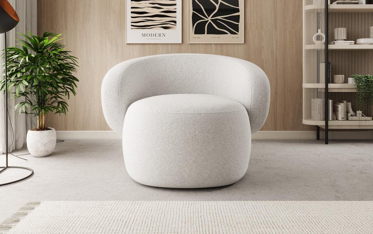 Fauteuil canapé design Kai en tissu texturé - fonction pivotante à 360°
