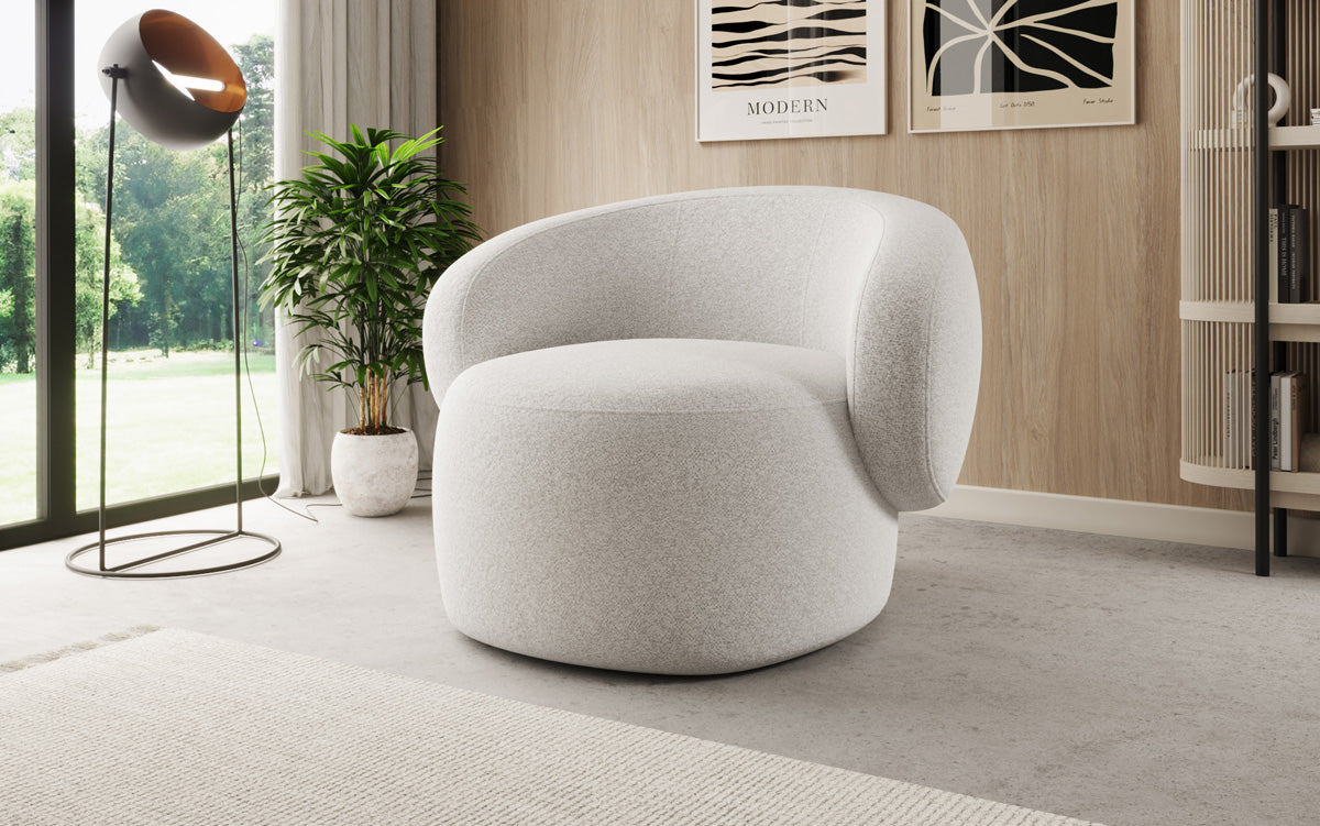Fauteuil canapé design Kai en tissu texturé - fonction pivotante à 360°