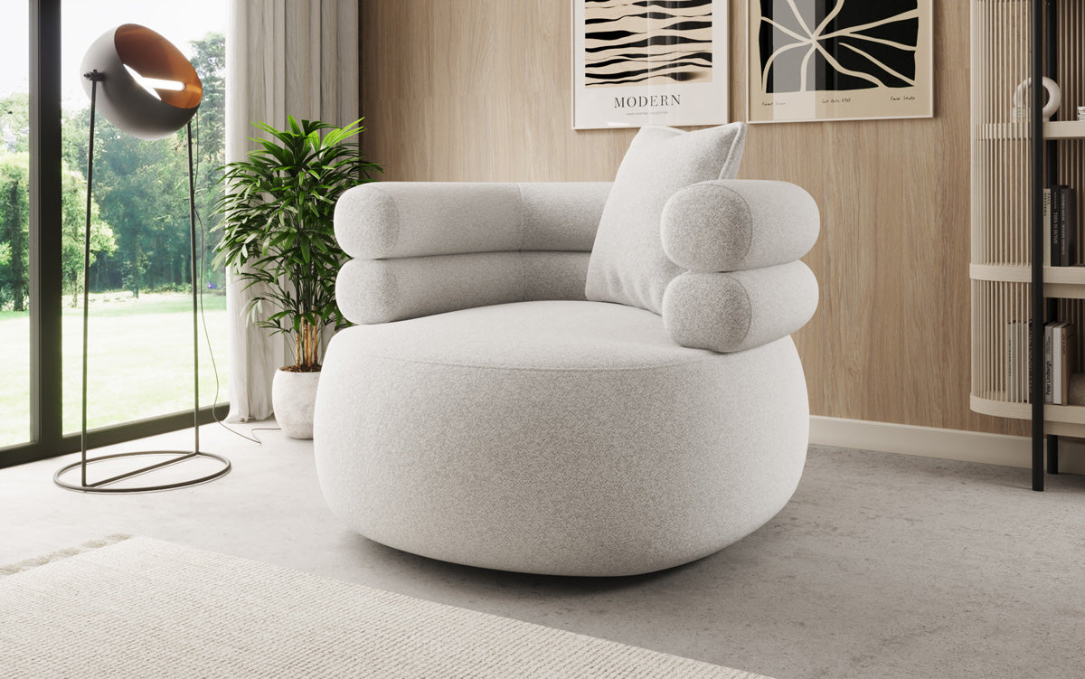Designer Sofa-Sessel Lio in Strukturstoff - 360°-Drehfunktion