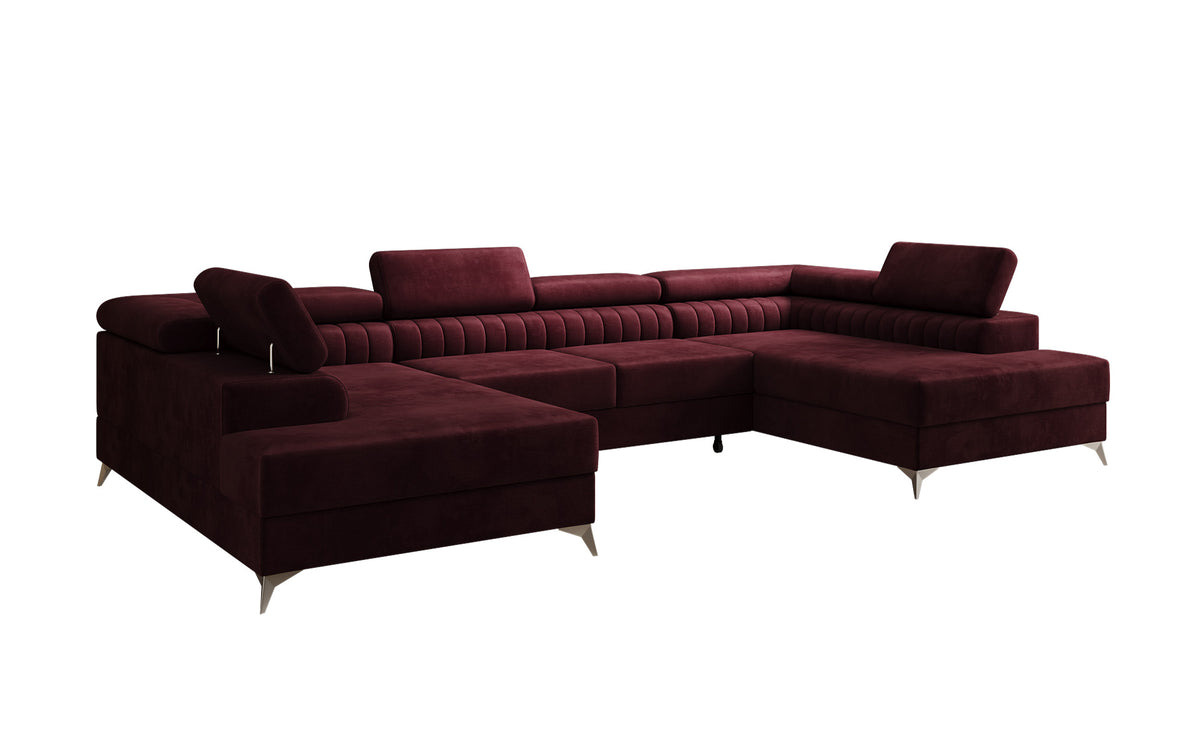 Designerbank Aurea U met slaap- en klapfunctie in Fluweel