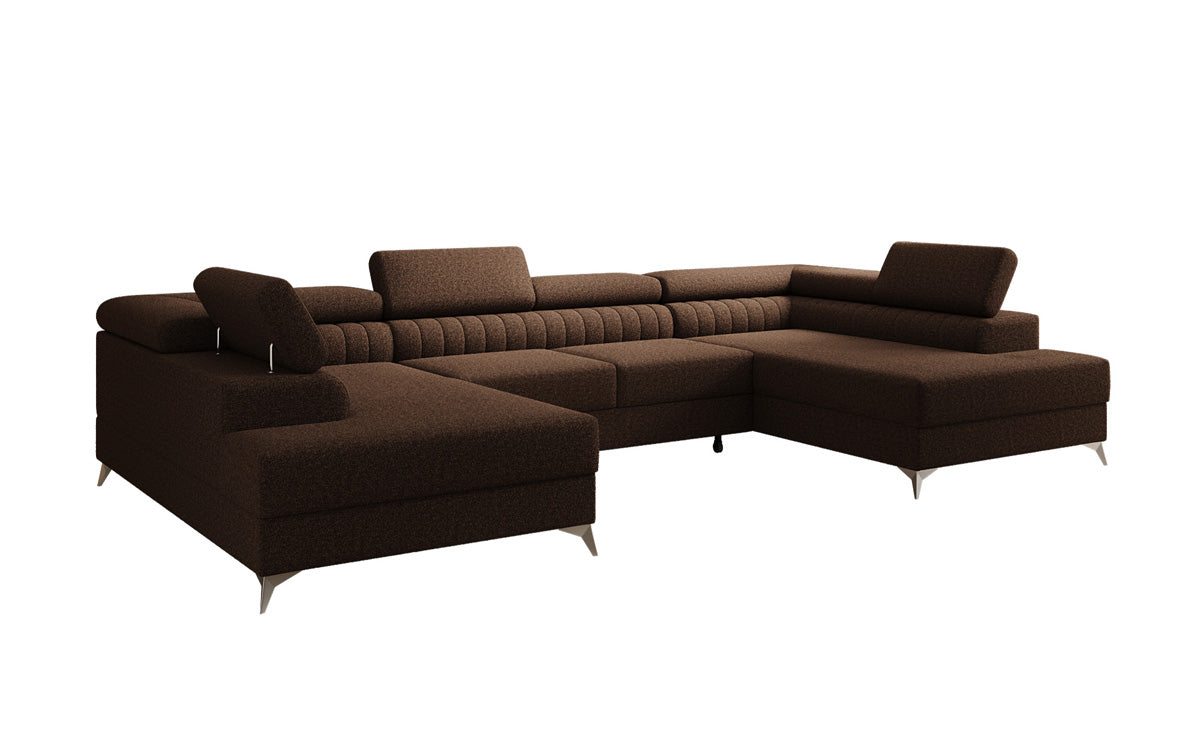 Designer Sofa Aurea U mit Schlaf- und Klappfunktion in Bouclé