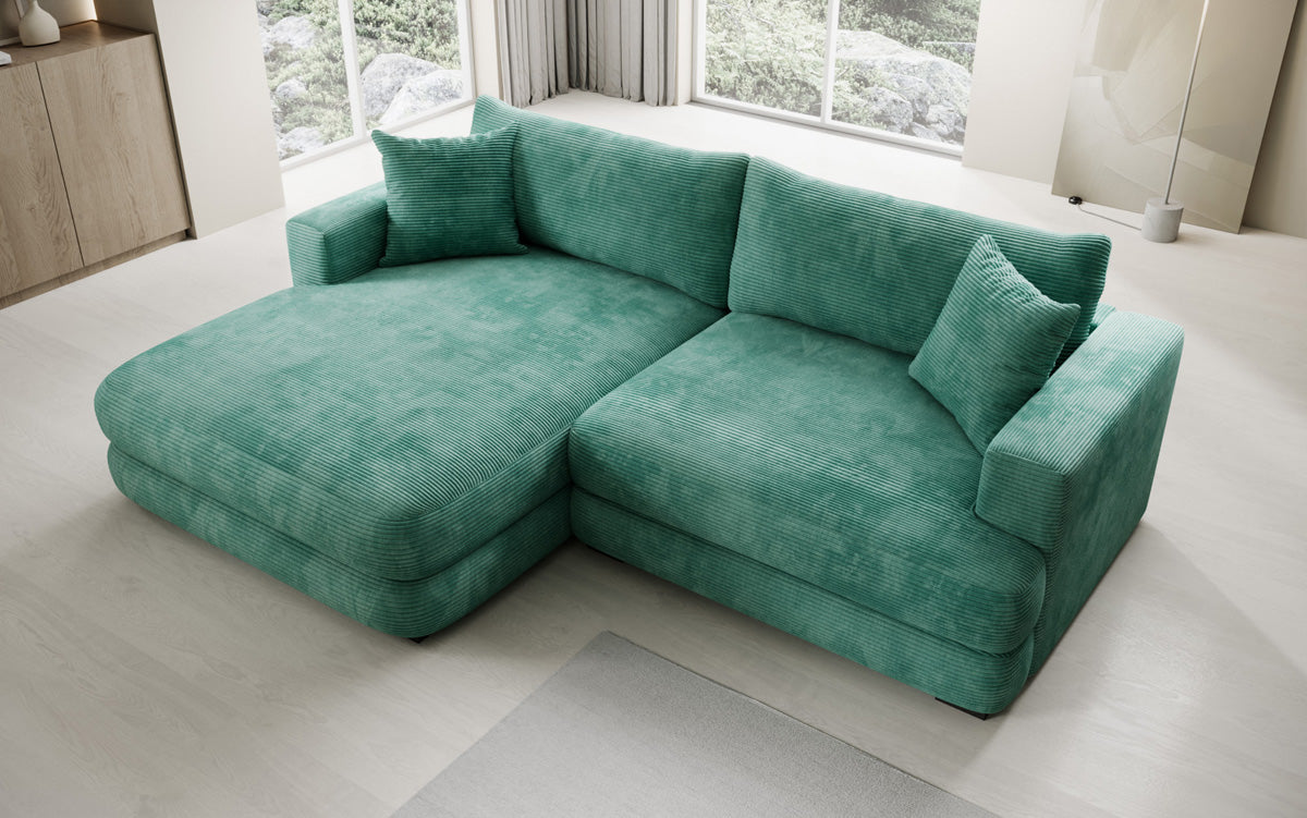 Designer-hoekbank Lima in Ribstof
