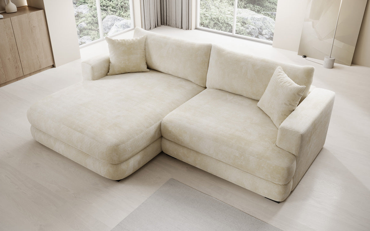 Designer-hoekbank Lima in Ribstof
