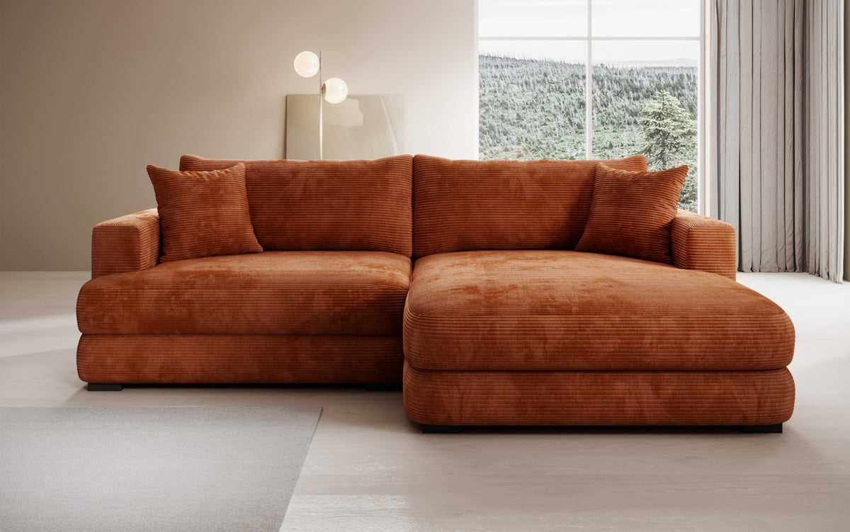 Designer-hoekbank Lima in Ribstof