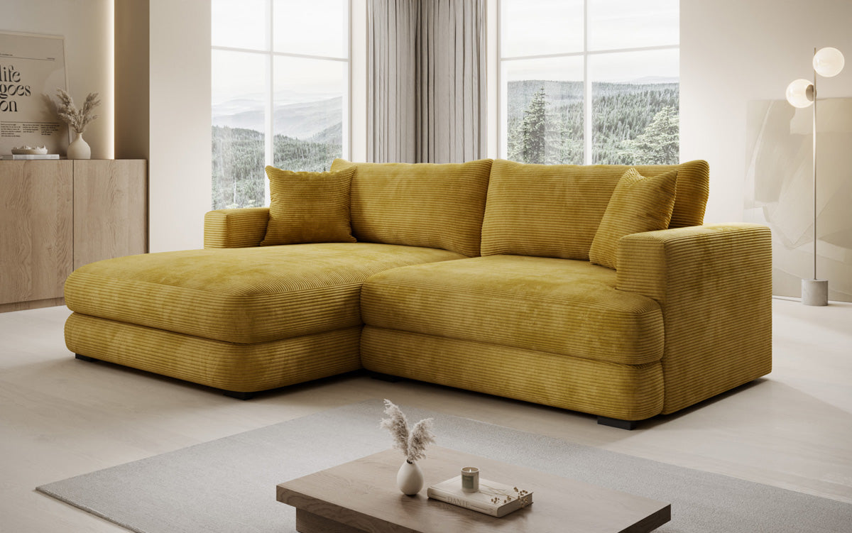 Designer-hoekbank Lima in Ribstof