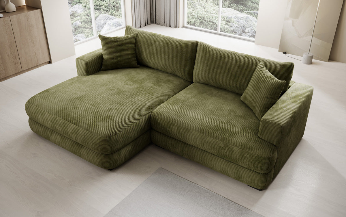 Designer-hoekbank Lima in Ribstof