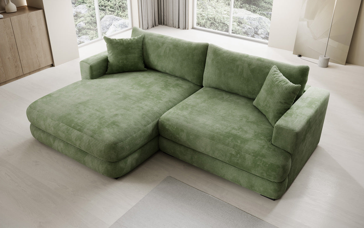 Designer-hoekbank Lima in Ribstof