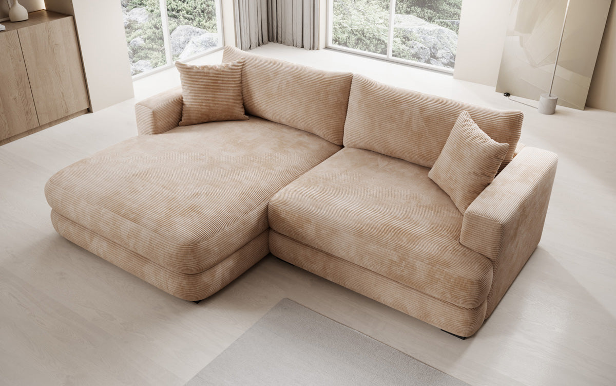 Designer-hoekbank Lima in Ribstof