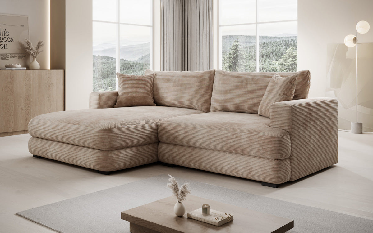 Designer-hoekbank Lima in Ribstof