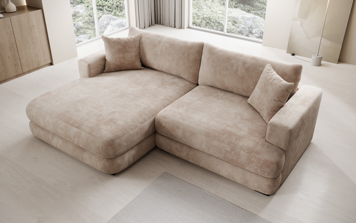 Designer-hoekbank Lima in Ribstof