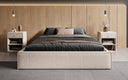 Designer gestoffeerd bed Base met opbergruimte zonder hoofdbord in structuurstof