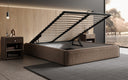 Designer gestoffeerd bed Base met opbergruimte zonder hoofdbord in structuurstof