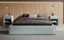 Designer gestoffeerd bed Base met opbergruimte zonder hoofdbord in structuurstof