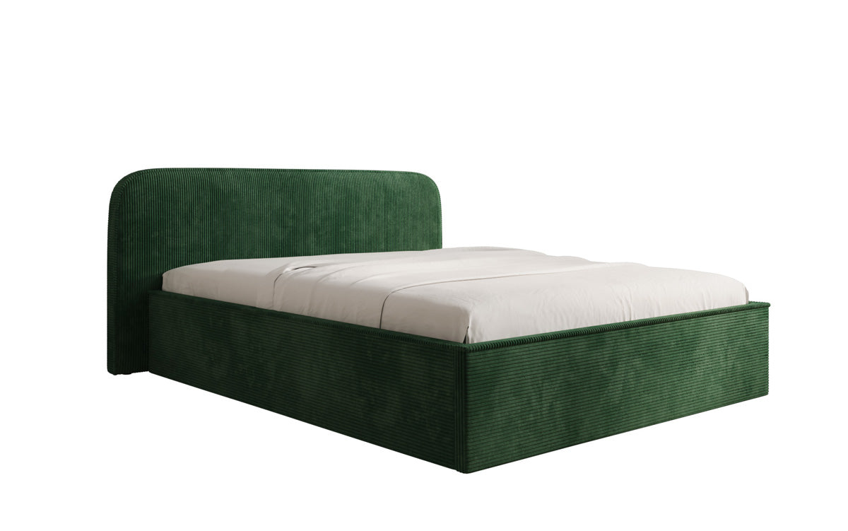 Designer gestoffeerd bed Nola in Ribstof met opbergruimte