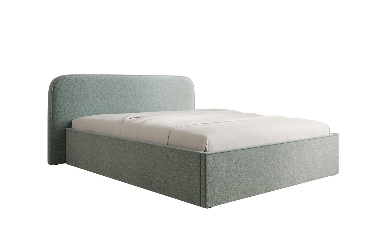 Designer gestoffeerd bed Nola in structuurstof met opbergruimte