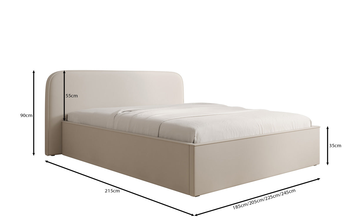 Designer gestoffeerd bed Nola in Stof met opbergruimte