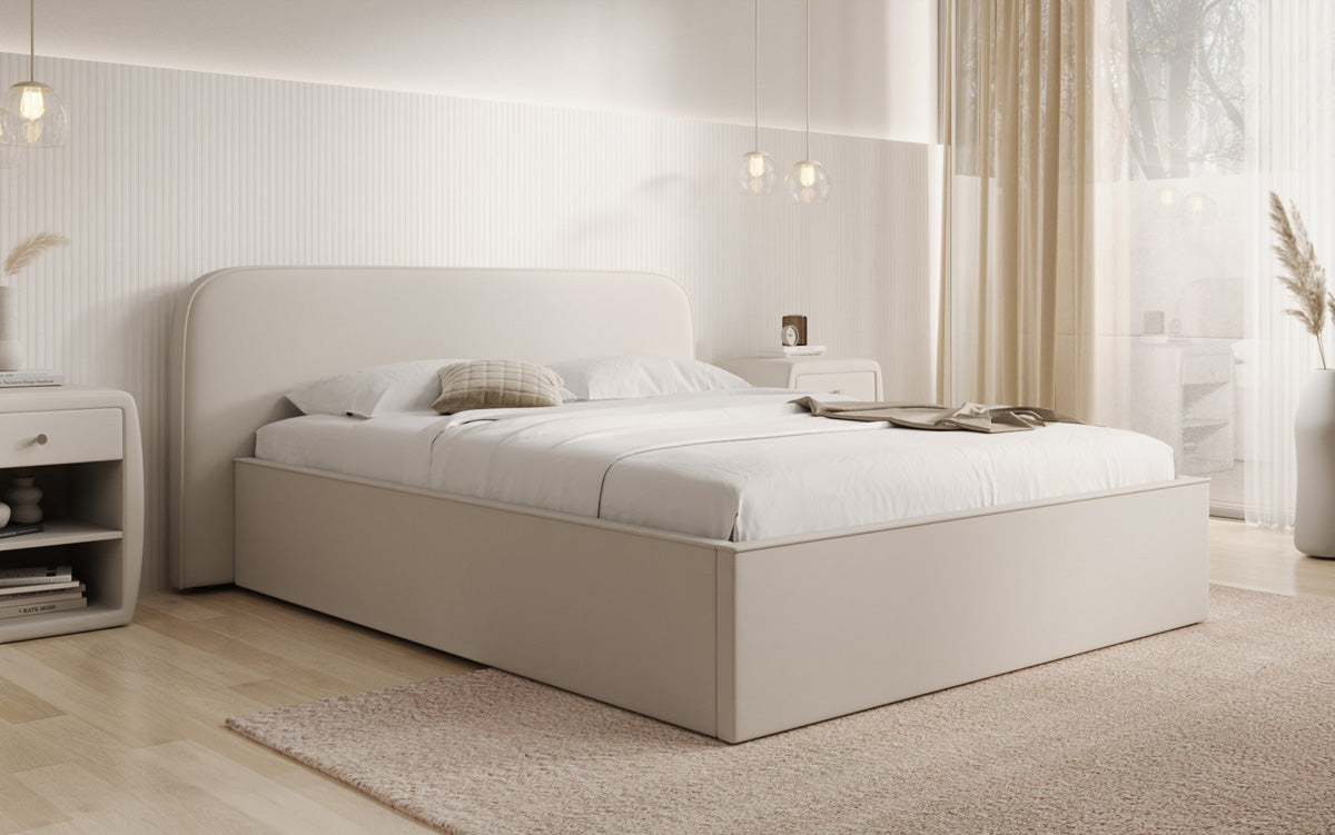Designer gestoffeerd bed Nola in Stof met opbergruimte