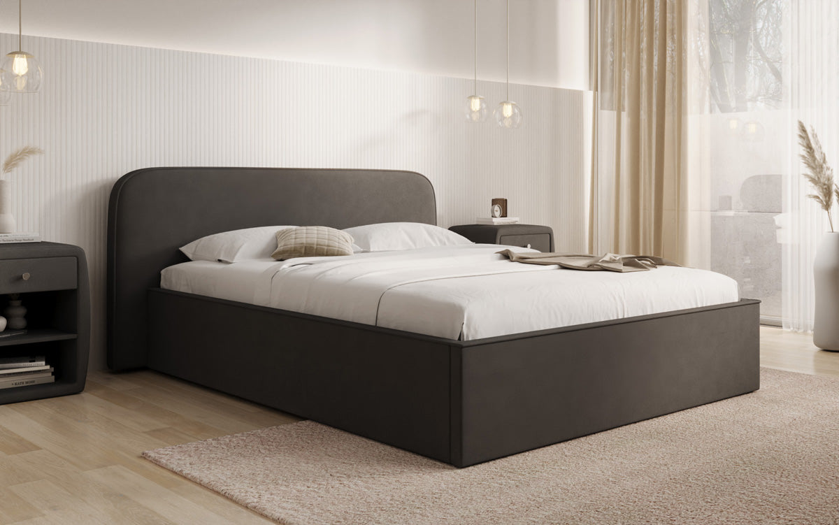 Designer gestoffeerd bed Nola in Stof met opbergruimte