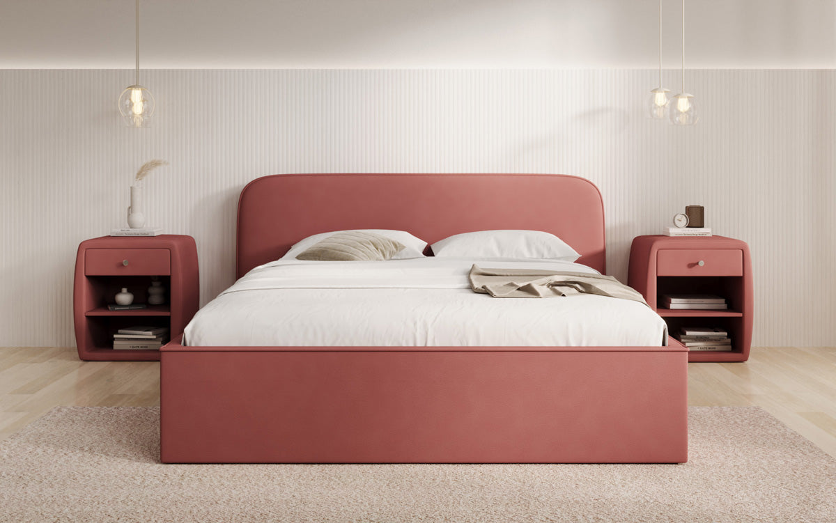 Designer gestoffeerd bed Nola in Stof met opbergruimte