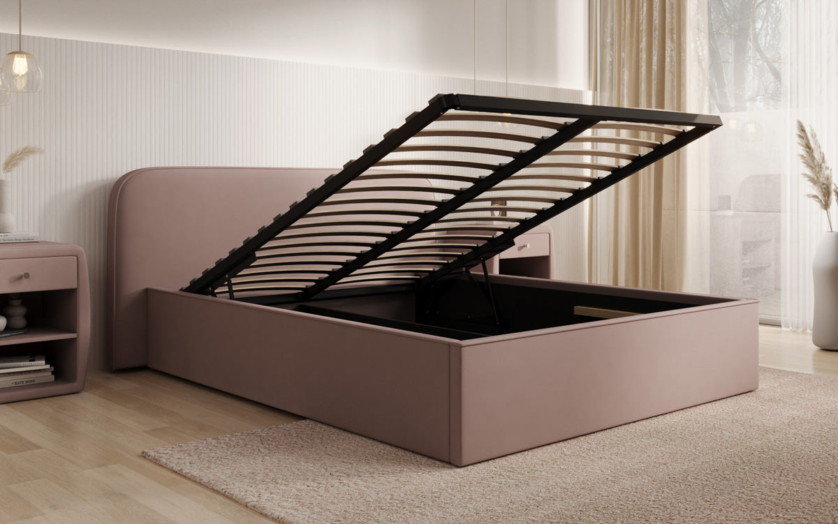 Designer gestoffeerd bed Nola in Stof met opbergruimte