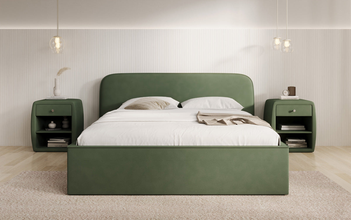 Designer gestoffeerd bed Nola in Stof met opbergruimte