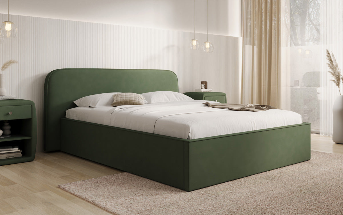 Designer gestoffeerd bed Nola in Stof met opbergruimte