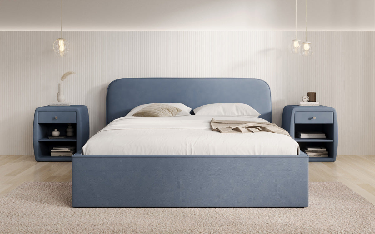 Designer gestoffeerd bed Nola in Stof met opbergruimte