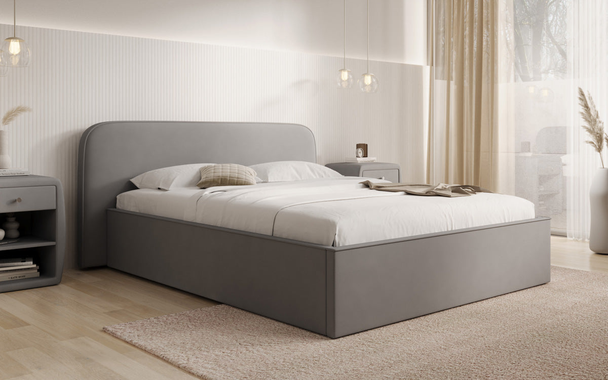 Designer gestoffeerd bed Nola in Stof met opbergruimte