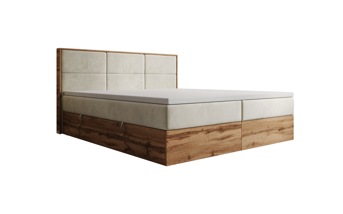 Boxspringbed Timber Panel met opbergruimte in Fluweel