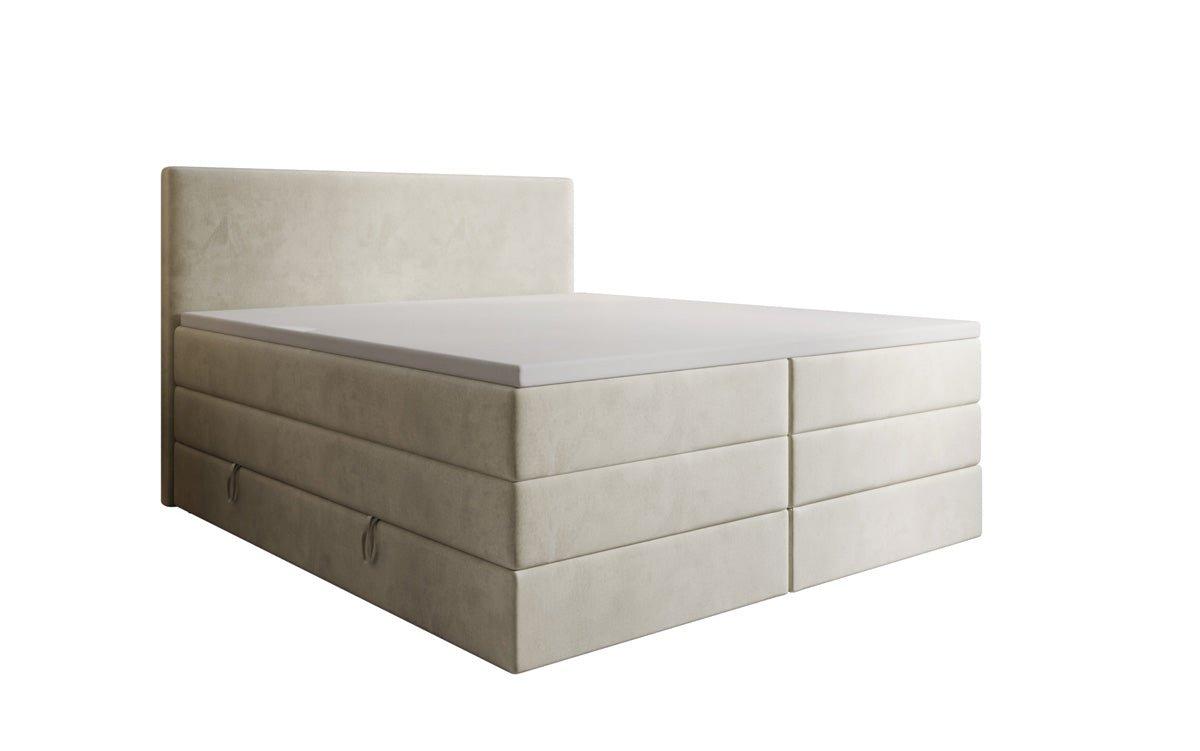 Lit boxspring Kubo King avec espace de rangement en Velours