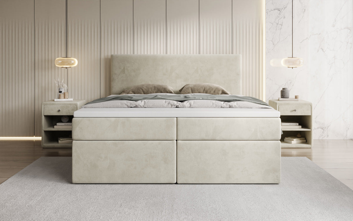Boxspringbed Kubo met opbergruimte in Fluweel