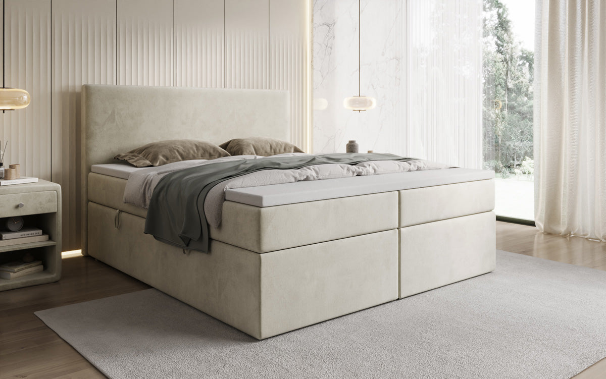 Boxspringbed Kubo met opbergruimte in Fluweel