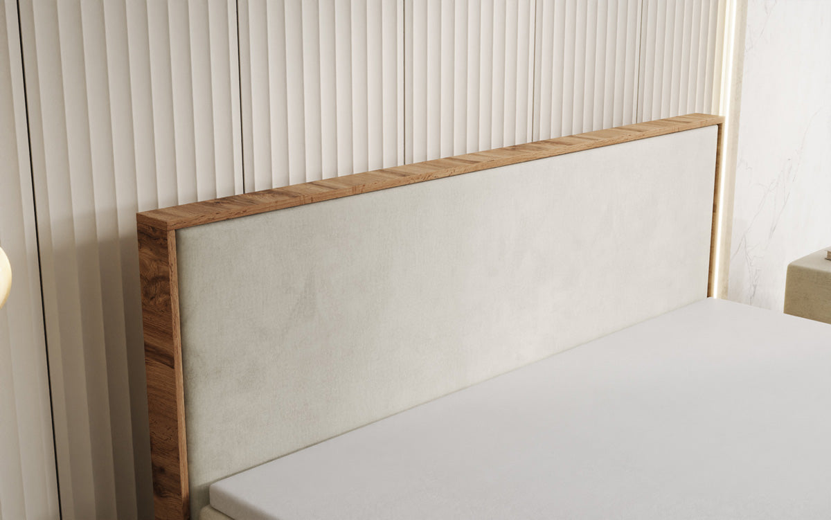 Lit boxspring Timber avec espace de rangement en Velours