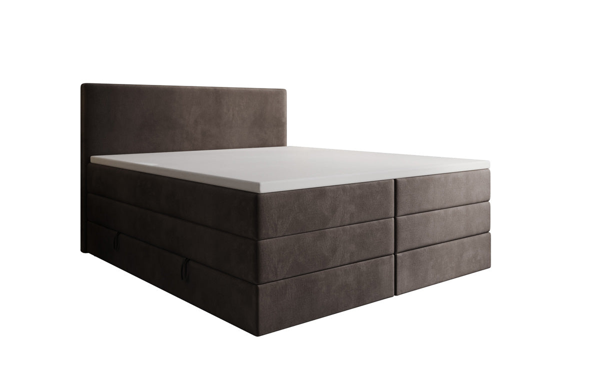 Lit boxspring Kubo King avec espace de rangement en Velours