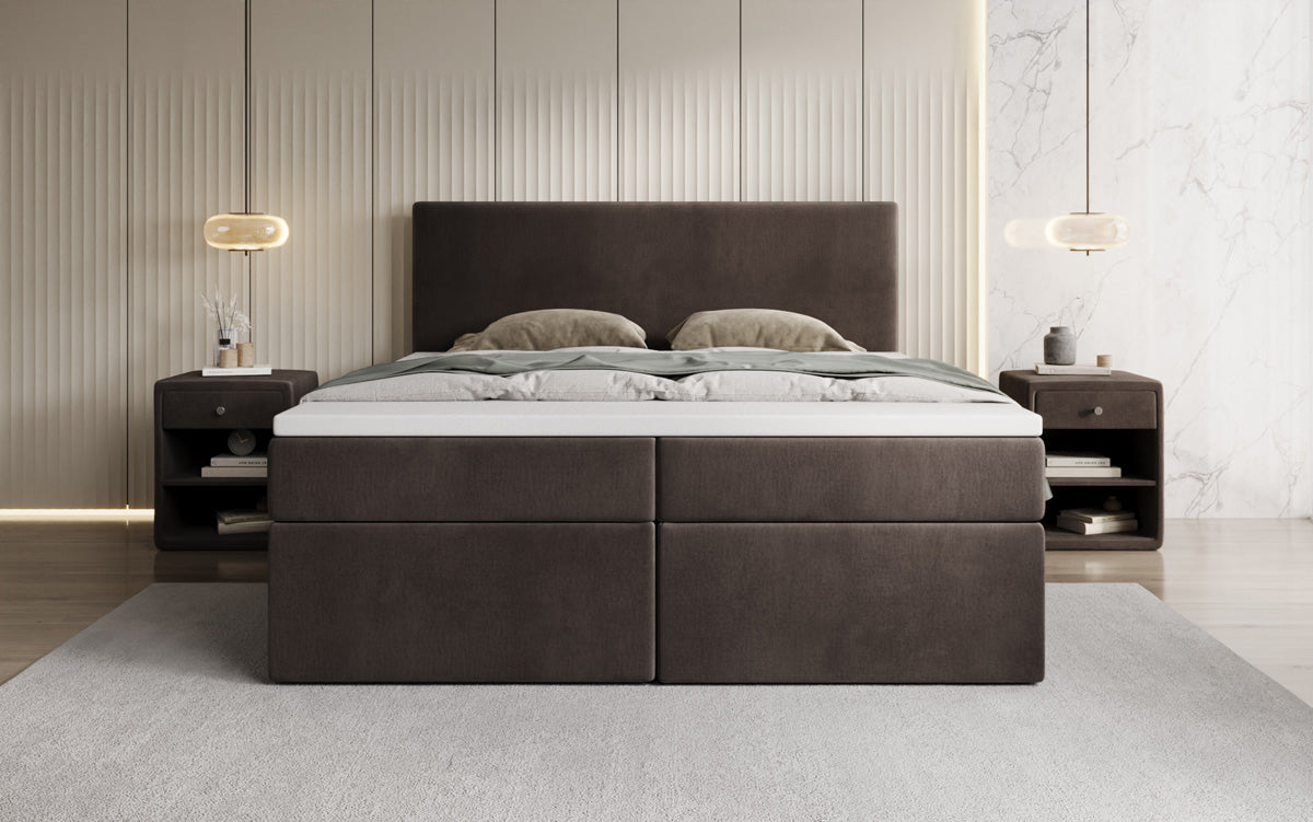 Boxspringbed Kubo met opbergruimte in Fluweel